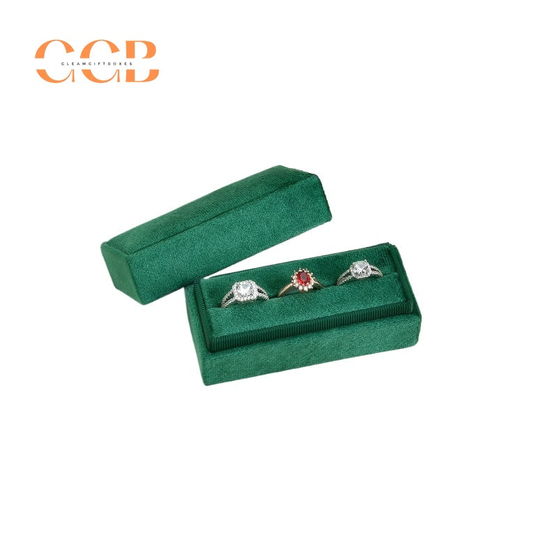Mini rectangular velvet jewelry ring box