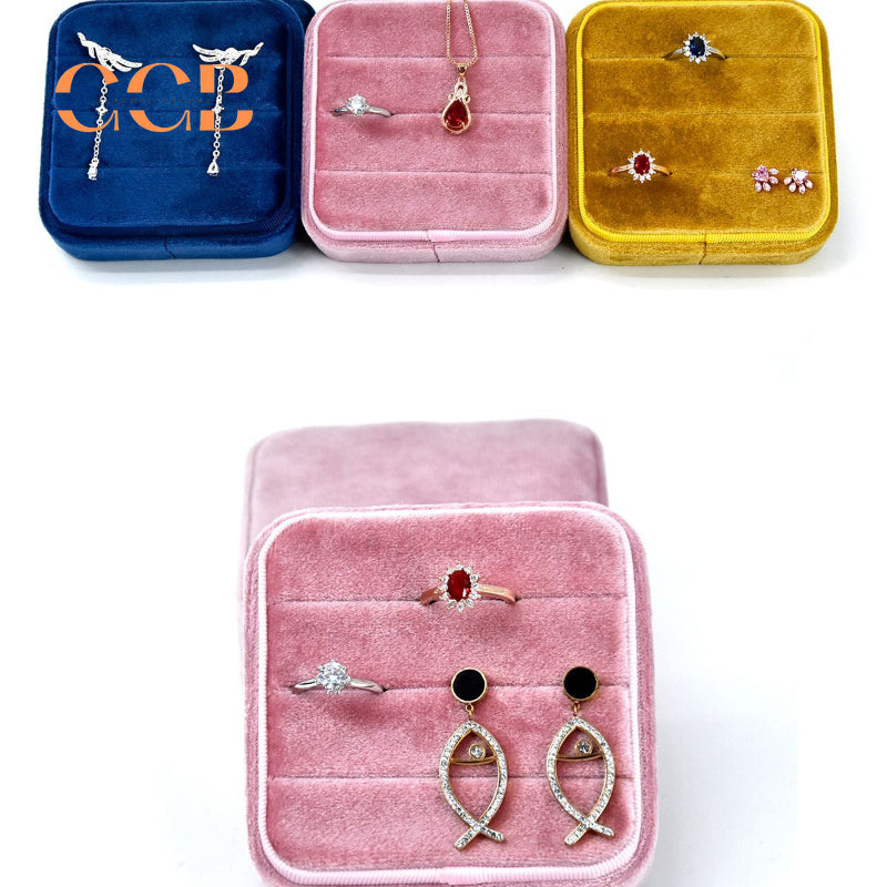 Velvet ring and earring storage box