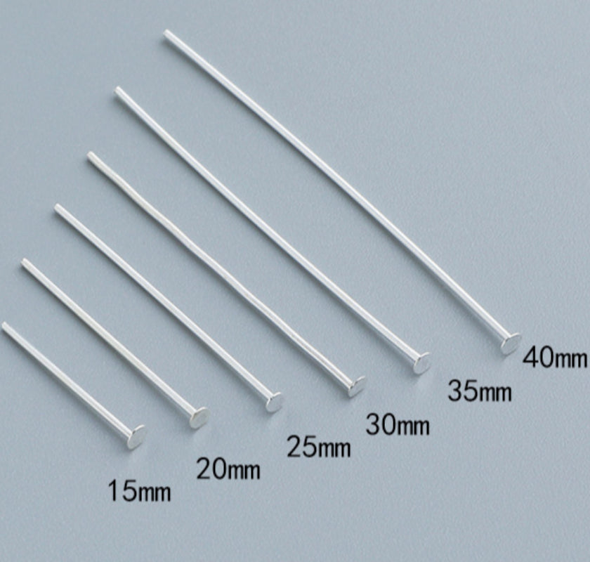 20pcs 15-40mm S925 Sterling Silver Round Head, 9-Shaped, T-Pin Needles