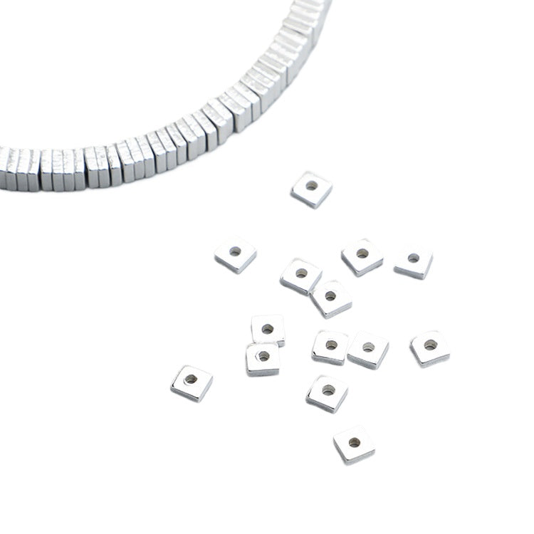 S925 Sterling Silver Square Spacer Beads for DIY Bracelet Necklace
