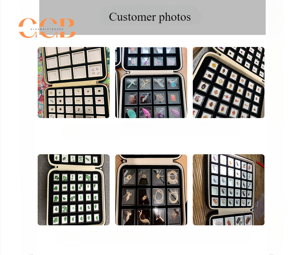 Gemstone Storage Sample Display Box with Loose Stone Organizer