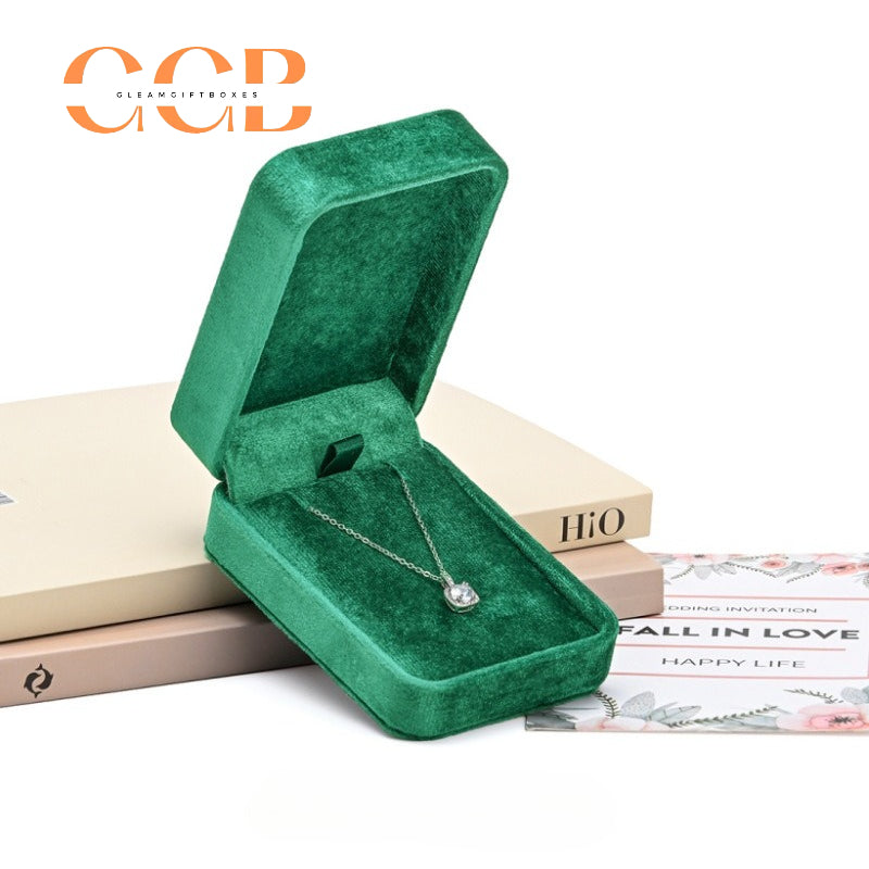 Vintage Velvet Necklace Box Luxury Jewelry Gift Box Retro Rounded Square Jewelry Storage Box Elegant Necklace Packaging