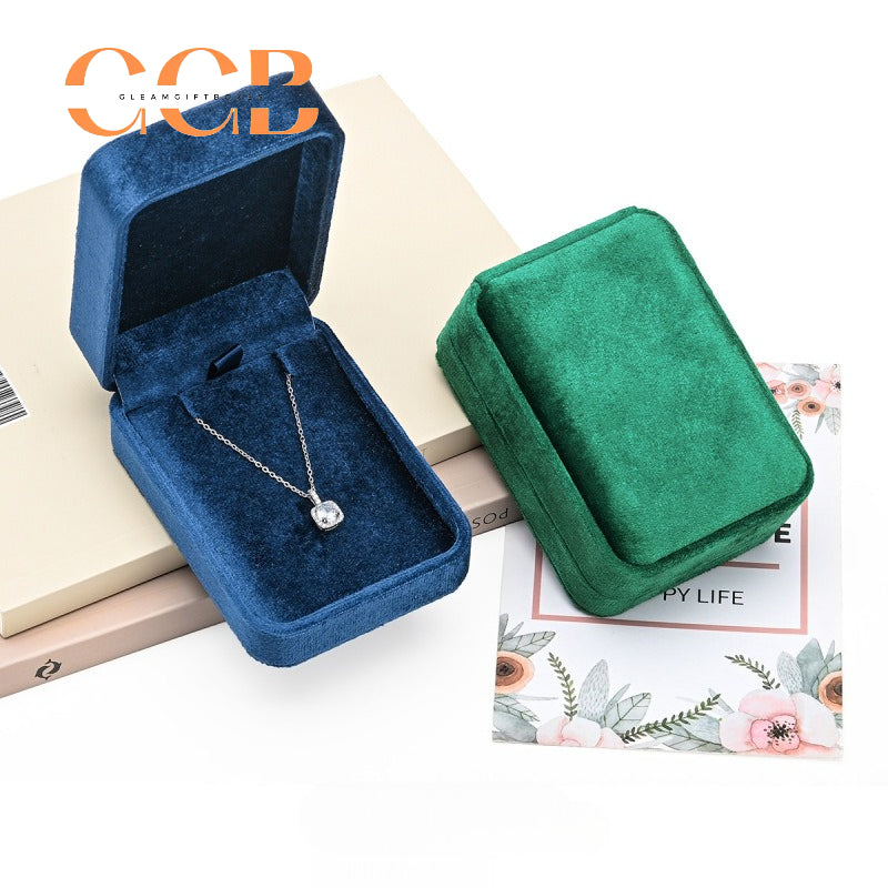 Vintage Velvet Necklace Box Luxury Jewelry Gift Box Retro Rounded Square Jewelry Storage Box Elegant Necklace Packaging