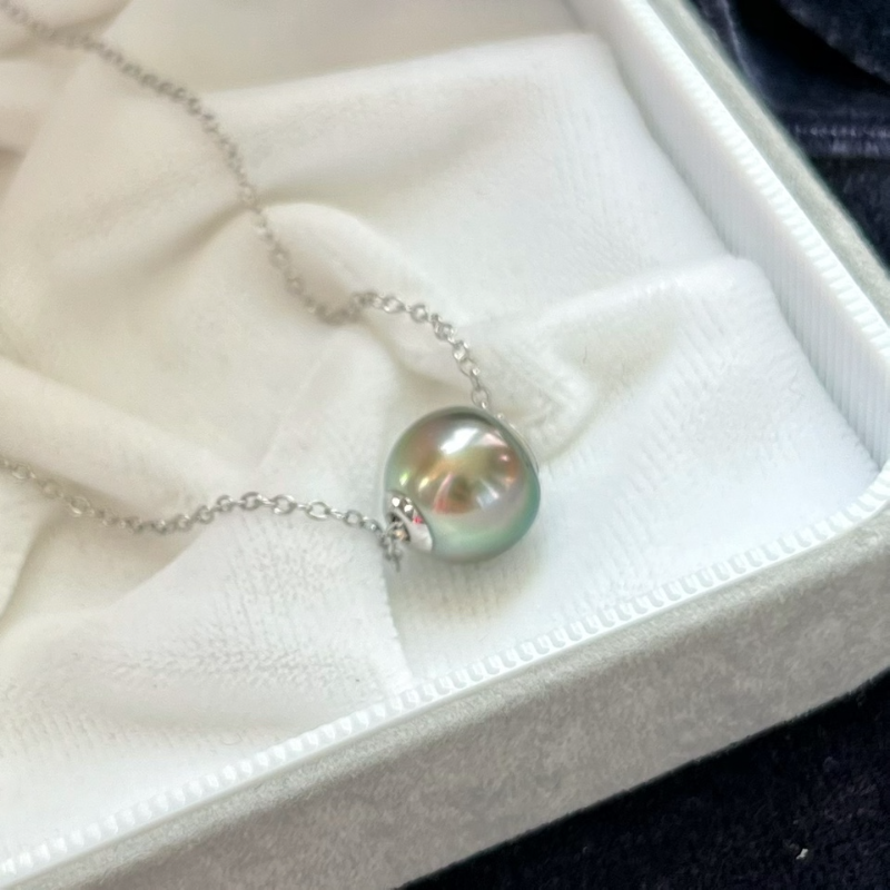 5A 10-13mm Floating Pearl Necklace, Single White Round Freshwater Pearl on Invisible Cord, Minimalist Simple Jewelry, Pearl Wholesale10