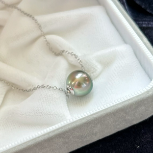 5A 10-13mm Floating Pearl Necklace, Single White Round Freshwater Pearl on Invisible Cord, Minimalist Simple Jewelry, Pearl Wholesale10