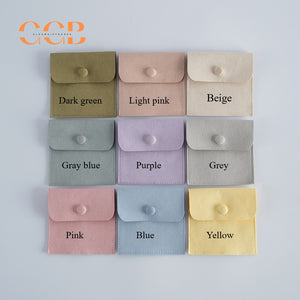 20pcs snap button jewelry pouch set, 8x8cm multi color suede pouches for rings earrings necklaces, jewelry packaging bags