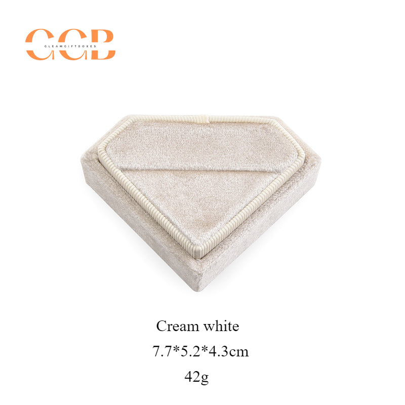 Luxury diamond shaped velvet ring box