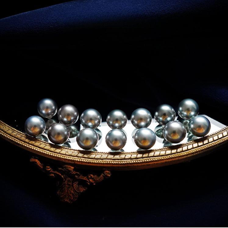 5A 8–14mm Natural Platinum Grey Tahitian Pearl, High Luster Round Undrilled Sea Pearl Bead, Elegant Affordable Loose Pearl for Jewelry