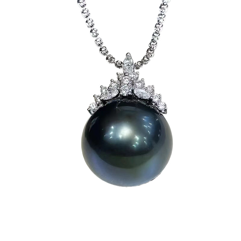 Tahitian Black Pearl Undrilled Bead, Natural Round Sea Pearl for DIY