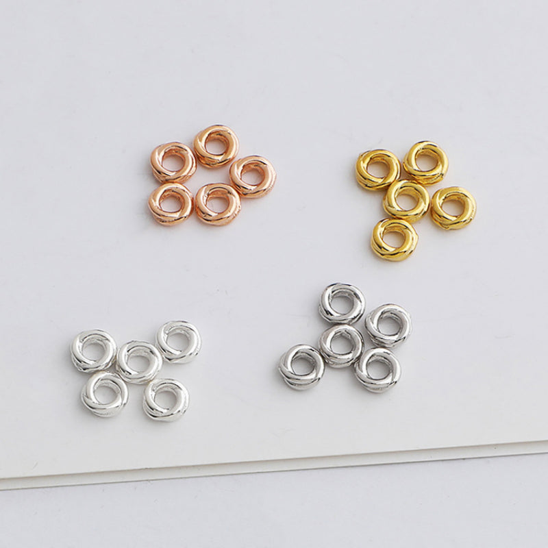 10pcs S925 Sterling Silver Twisted Circle Spacer Beads  3-4mm