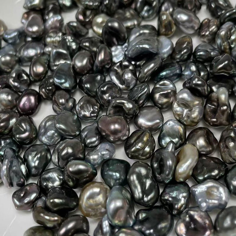 3A 2-12mm Tahitian Keshi Pearl, Natural Black Loose Saltwater Pearl with Good Luster, Undrilled Half Drilled 1mm or Fully Drilled 0.7mm