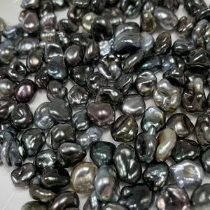 3A 2-12mm Tahitian Keshi Pearl, Natural Black Loose Saltwater Pearl with Good Luster, Undrilled Half Drilled 1mm or Fully Drilled 0.7mm