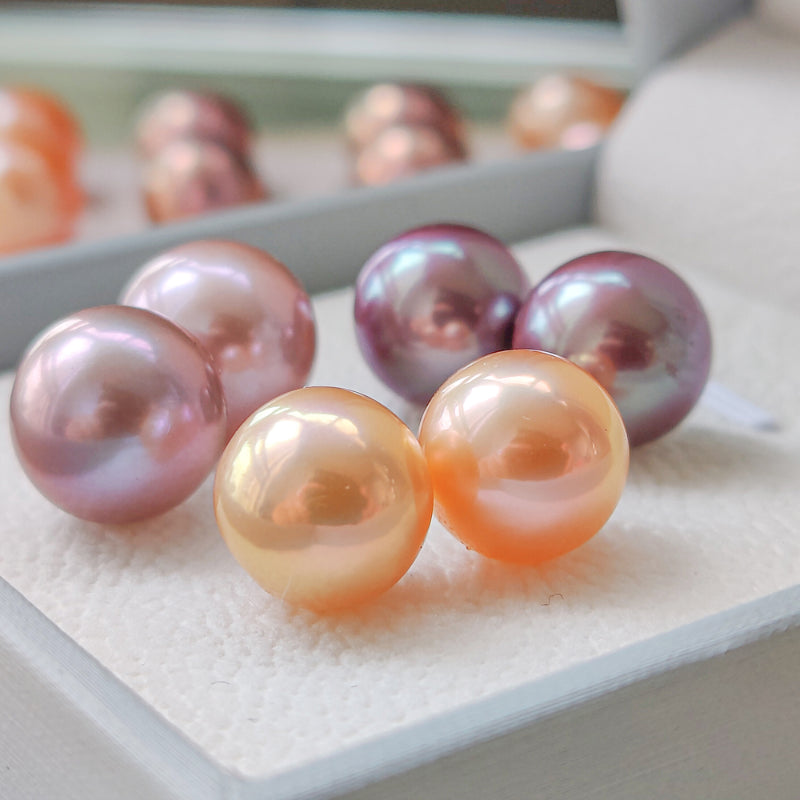 5A One Pair Natural Edison Freshwater Pearls Blueberry Purple Metallic Rare Color Loose Pearls for Custom 18K Earrings or Pendant