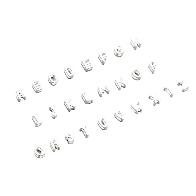 S925 Sterling Silver Alphabet Spacer Beads for DIY Bracelet Making