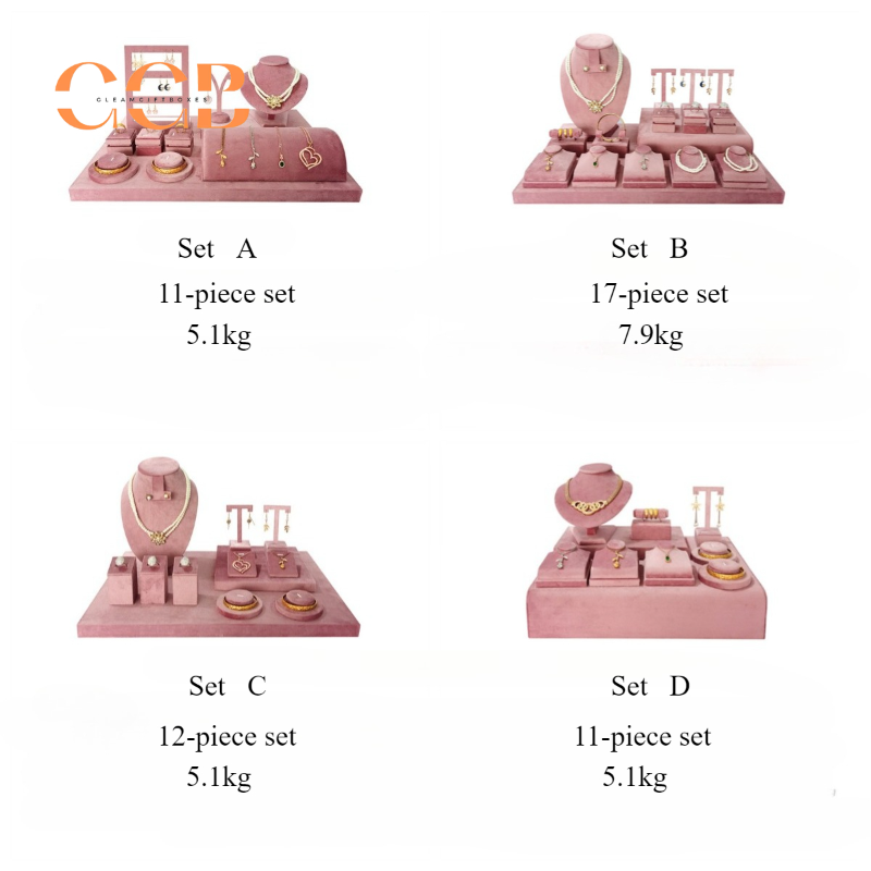 Luxury Pink Jewelry Display Stand Set, Neck Model for Pendants, Ring Display Holder, Velvet Earring Display, Gift for Jewelry Maker, Photo Background