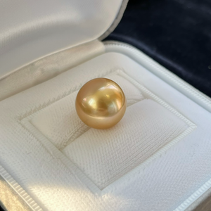 3A 11-15mm Medium Golden South Sea Pearl, Semi Round Nearly Round Loose Pearl, Single Undrilled Bead for DIY Jewelry Making