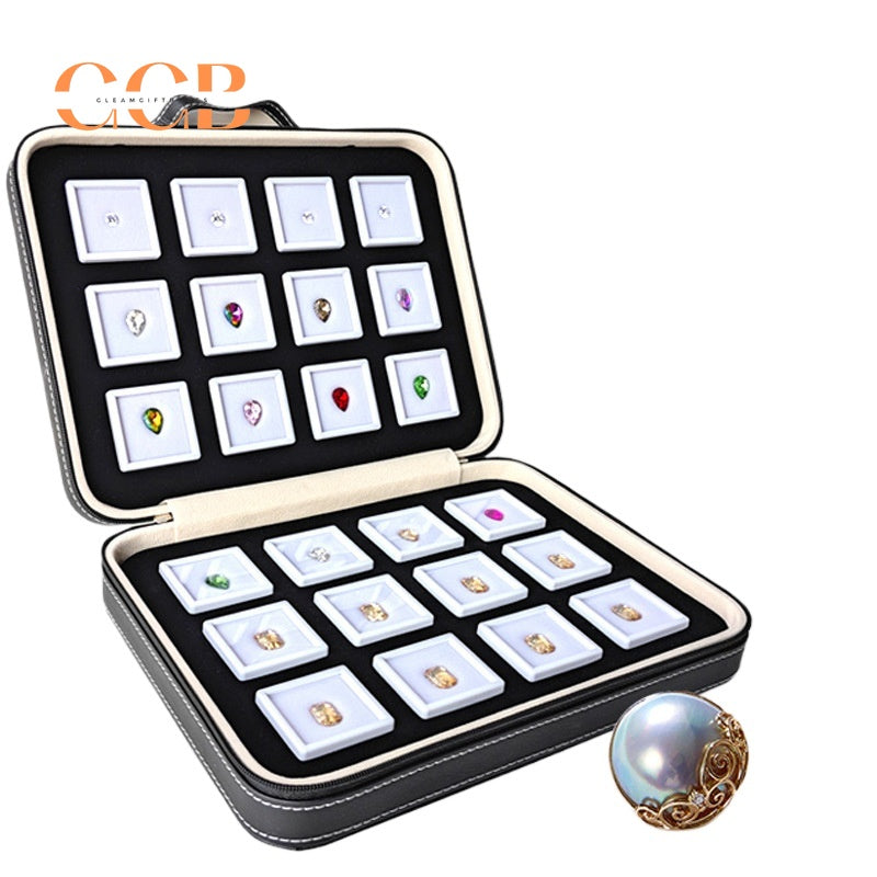 Gemstone Storage Sample Display Box with Loose Stone Organizer