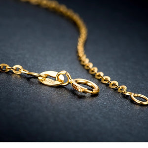 18K Gold O Chain Necklace AU750, Adjustable 40-50cm Flash O Link Collarbone Chain for Pendant