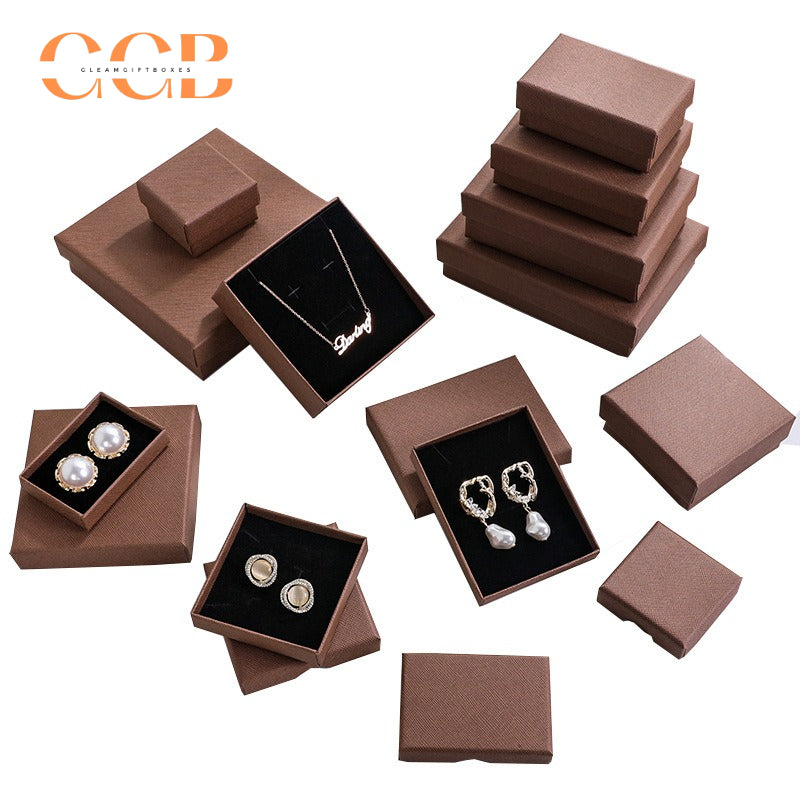 10pcs vintage brown slim jewelry box for rings earrings necklace, multi color jewelry gift boxes for packaging, custom logo available