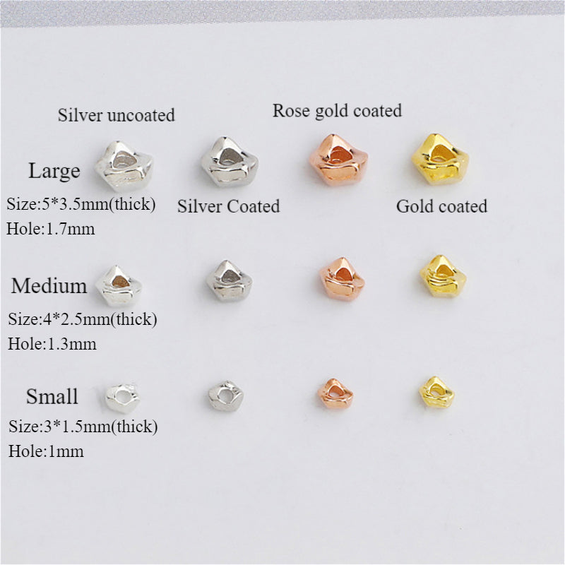 10pcs S925 Silver Irregular Round Spacer Beads