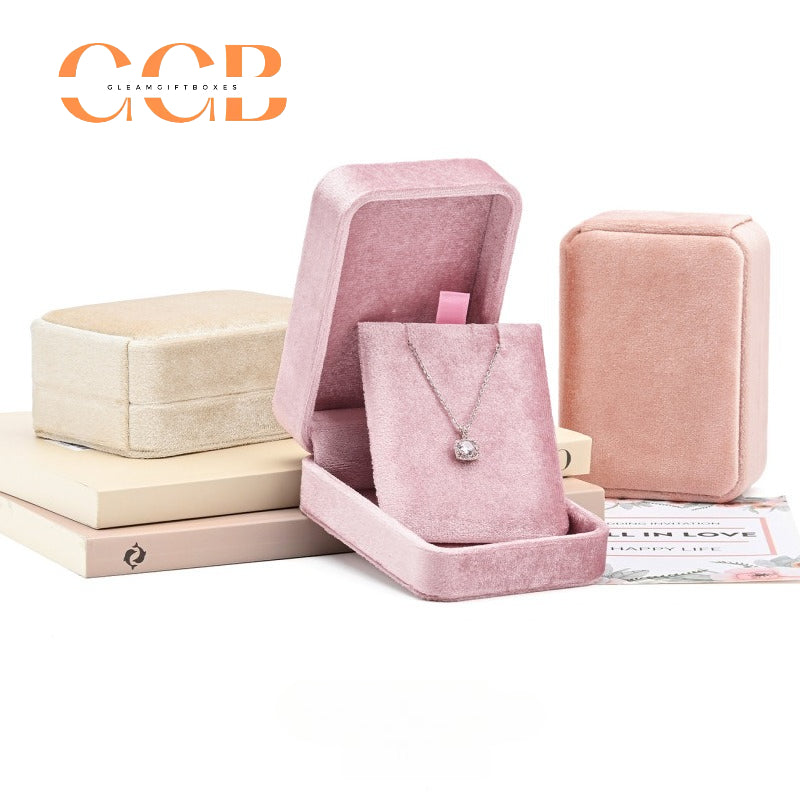 Vintage Velvet Necklace Box Luxury Jewelry Gift Box Retro Rounded Square Jewelry Storage Box Elegant Necklace Packaging