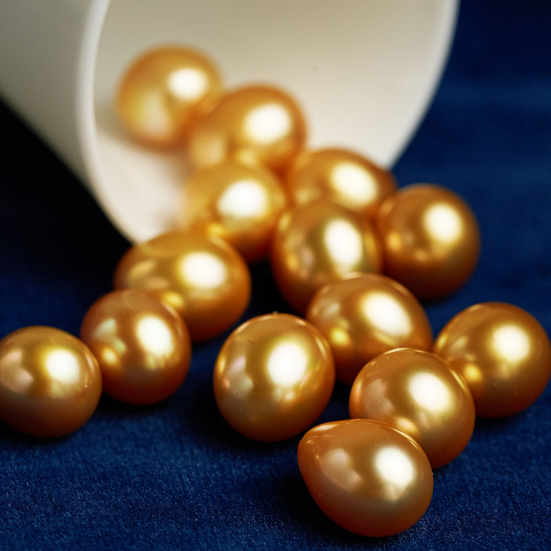 5A 11-15mm Drop Golden South Sea Pearl, Deep Gold Iridescent Tear Shape Sea Pearl, Undrilled Loose Bead for Pendant Earring Custom Jewelry