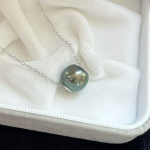 5A 10-13mm Floating Pearl Necklace, Single White Round Freshwater Pearl on Invisible Cord, Minimalist Simple Jewelry, Pearl Wholesale10