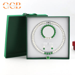 10pcs green and red pearl necklace box set, wholesale jewelry packaging for earrings and bracelets, pearl display tote box collection