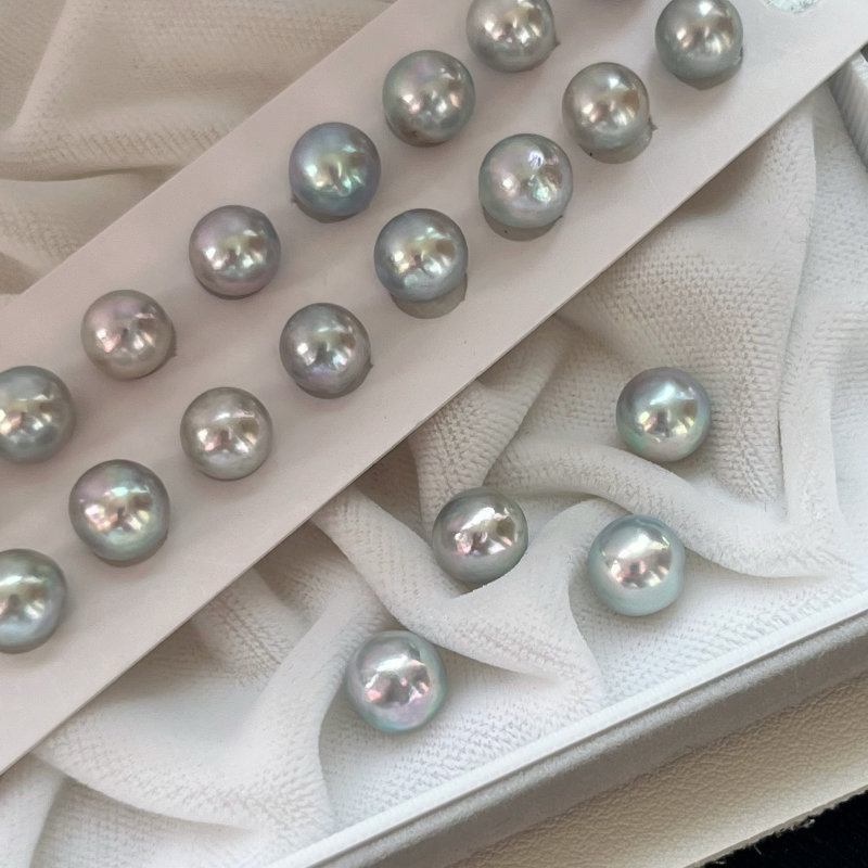 3A 4-10mm Grey Akoya Baroque Pearl, Natural Tone Loose Pearl with Strong Luster, Undrilled Half Drilled 1mm or Fully Drilled 0.7mm