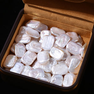 4A 1Pc Undrilled Rectangular Freshwater Baroque Pearl Bead 14×19mm, Natural White Irregular Pearl, DIY Jewelry Making Supplies Wholesale