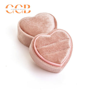 Heart-Shaped Velvet Ring Box, Single or Double Slot Jewellery Box for Engagement & Wedding Rings, Romantic Proposal & Bridal Accessory