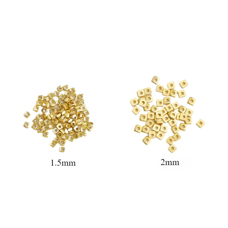 10pcs 1.5-2mm S925 Silver Gold-Plated Square Spacer Beads