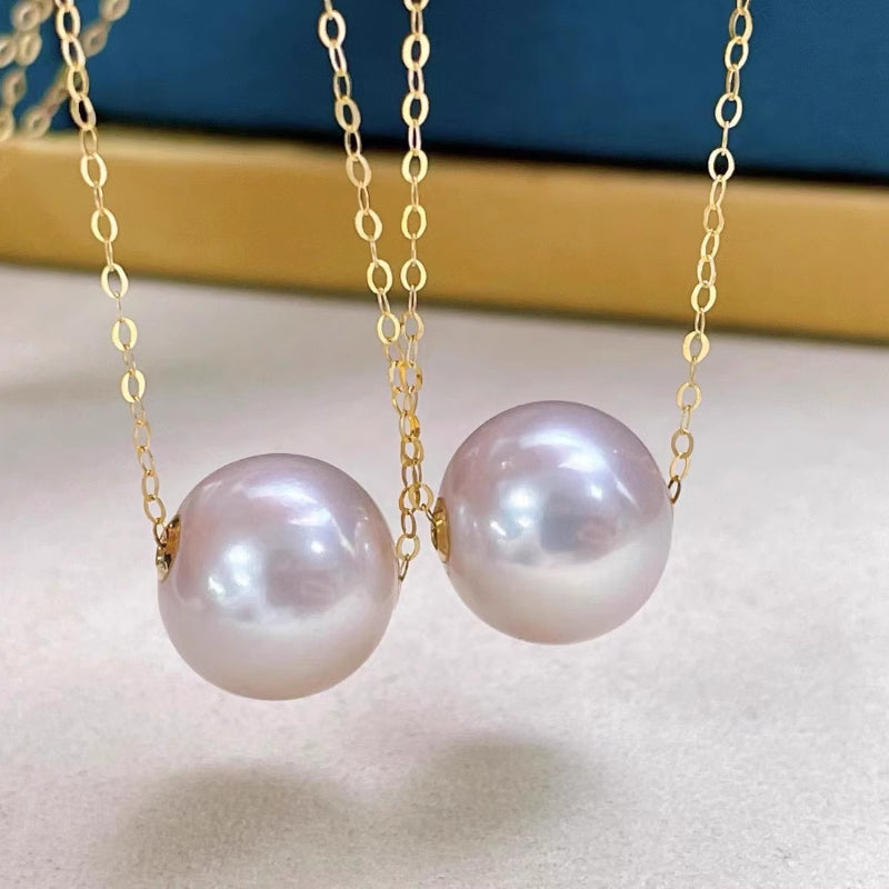 5A 12-13mm Round Pink Luster Pearl Bead, Strong Mirror Surface South Sea Pearl with 1.8mm Hole, 18K Gold Large Hole Pearl Wholesale