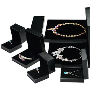 Luxury flip lid jewelry packaging box faux leather paper ring box pendant box bracelet box necklace box long chain box wholesale