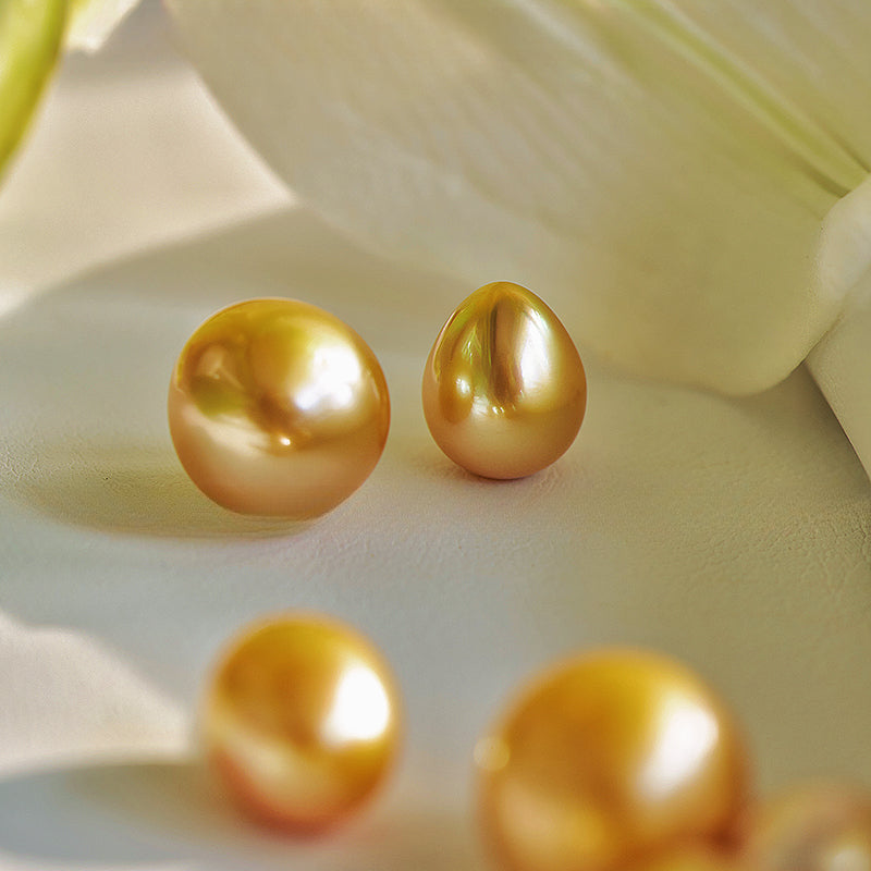 5A 11-15mm Drop Golden South Sea Pearl, Deep Gold Iridescent Tear Shape Sea Pearl, Undrilled Loose Bead for Pendant Earring Custom Jewelry