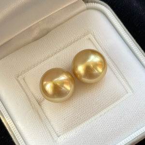3A 11-15mm Medium Golden South Sea Pearl, Semi Round Nearly Round Loose Pearl, Single Undrilled Bead for DIY Jewelry Making