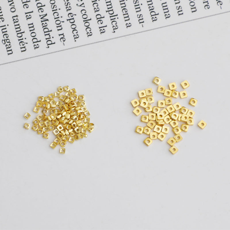 10pcs 1.5-2mm S925 Silver Gold-Plated Square Spacer Beads