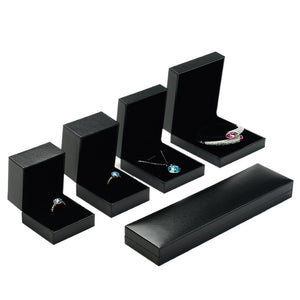 Luxury flip lid jewelry packaging box faux leather paper ring box pendant box bracelet box necklace box long chain box wholesale