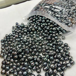 3A 8–10mm Tahitian Black Pearl Undrilled, Natural Saltwater Baroque Drop Pearl, High Luster Strong Overtone with Slight Blemish, DIY Jewelry