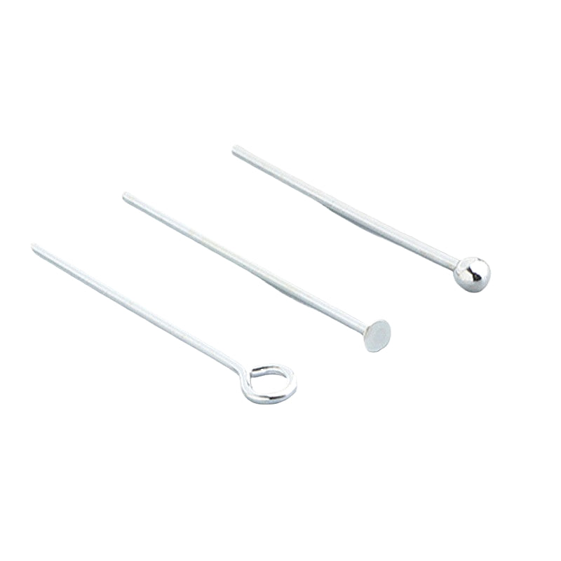 20pcs 15-40mm S925 Sterling Silver Round Head, 9-Shaped, T-Pin Needles