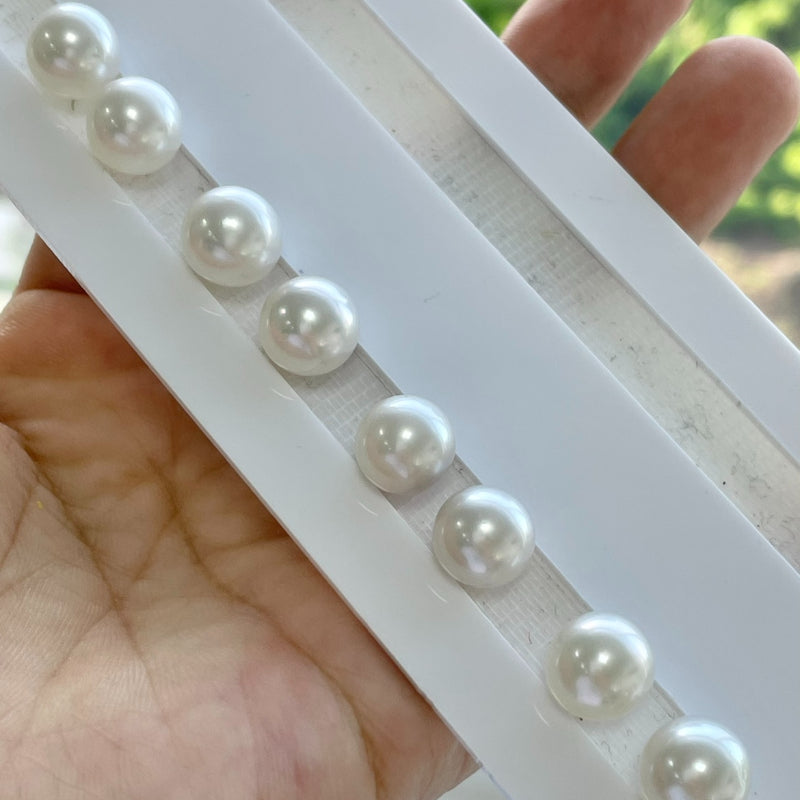 4A 8-14mm Australian South Sea White Pearl, Natural Round Undrilled Loose Pearl for Custom Jewelry, Strong Cool White Luster Near Flawless