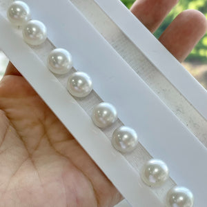 4A 8-14mm Australian South Sea White Pearl, Natural Round Undrilled Loose Pearl for Custom Jewelry, Strong Cool White Luster Near Flawless