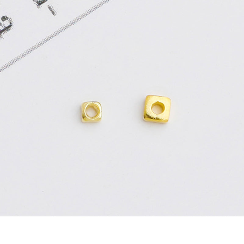 10pcs 1.5-2mm S925 Silver Gold-Plated Square Spacer Beads