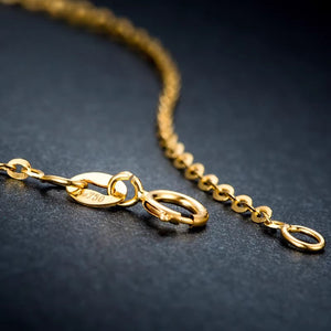 18K Gold O Chain Necklace AU750, Adjustable 40-50cm Flash O Link Collarbone Chain for Pendant
