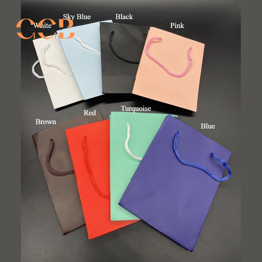 20pc Bulk Wholesale Paper Gift Bags | Custom Logo Jewelry Handbag Tote | Retail Packaging Supplier
