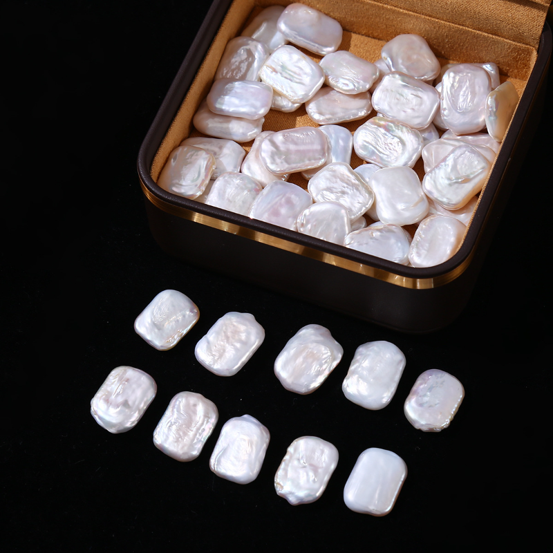 4A 1Pc Undrilled Rectangular Freshwater Baroque Pearl Bead 14×19mm, Natural White Irregular Pearl, DIY Jewelry Making Supplies Wholesale