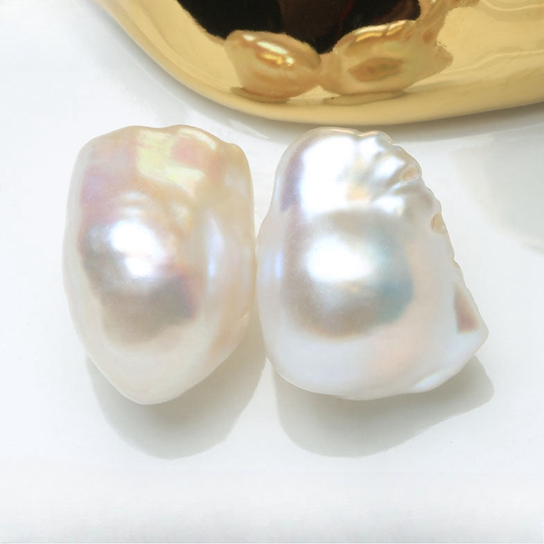 One Pair 4A Flameball Baroque Pearls 12×21mm, Irregular Loose Beads