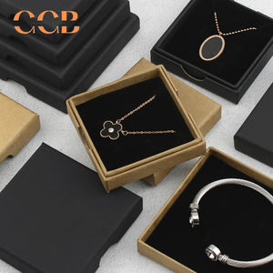 10pcs 1.6cm thin jewelry box set, kraft brown white marble black, luxury packaging for rings earrings bracelets, flat gift boxes