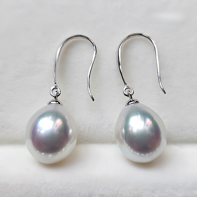 5A 8-13mm Australian White South Sea Pearl Drop Earrings
