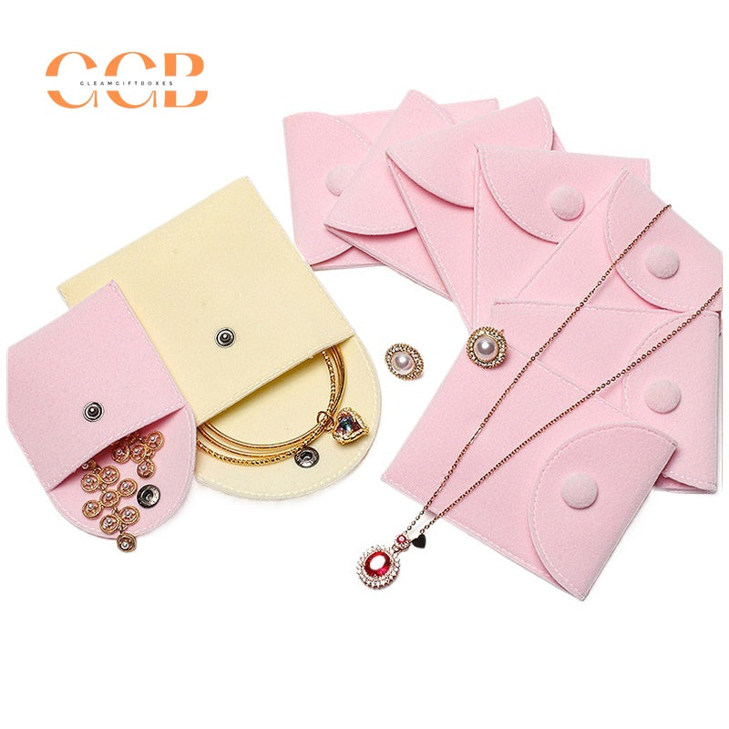 10pcs Velvet Jewelry Pouches with Snap Button, Custom Logo Bags